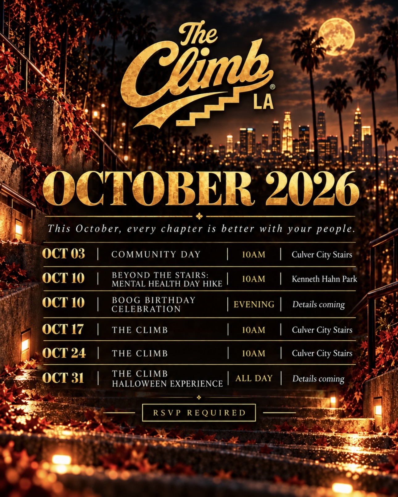 The Climb LA October 2026 schedule